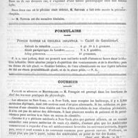 0892 - Page 888 - Académies et sociétés savantes. Société de chirurgie. Séance du 19 juin 1892 / Formulaire. Potion contre le choléra infantile. - Cadet de Gassicourt / Courrier. Faculté de médecine de Montpellier / Les médecins de New-York