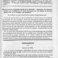 0893 - Page 889 - Comité de rédaction / Sommaire / Sur un nouveau traitement rapide de la Pelade. - Repousse des cheveux obtenue par l'application du même traitement sur une plaque de calvitie datant d'un an et d'origine non peladique. Par A. Morel-Lavallée... / Feuilleton. Salons de 1892