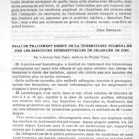 0007 - Page 7 - Le jubilé de M. Pasteur [Jules Rochard] / Essai de traitement direct de la tuberculose pulmonaire par les injections interstitielles de chlorure de zinc, par le Docteur Jules Comby...