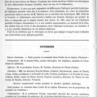 0022 - Page 22 - Revue de la presse étrangère. De l'occlusion intestinale consécutive à l'accumulation d'ascarides lombricoïdes, par D. Simon. (Archives médicales belges, 1892) / De l'utilité de l'examen des urines avant les trépanations pour épilepsie partielle, par M. Gilles de la Tourette. (Archives médicales belges, 1892) / Courrier. Légion d'honneur