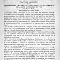 0049 - Page 49 - Sommaire / Travaux originaux. Contribution à l'étude du diagnostic des kystes hydatiques de la face inférieure du foie, par Maurice Michel...