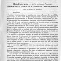 0133 - Page 133 - Sommaire / Hôpital Saint-Louis. - M. le Professeur Fournier. Contribution à l'étude du diagnostic de l'hérédo-syphilis. Leçon revue par M. le Professeur