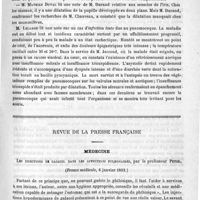 0187 - Page 187 - Académies et sociétés savantes. Société de biologie. Séance du 4 février 1893 / Revue de la presse française. Médecine. Les injections de gaïacol dans les affections pulmonaires, par le Professeur Peter. (France médicale, 6 janvier 1893)