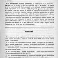 0215 - Page 215 - Bibliothèque. Traité de médecine, tome IV, par MM. Ruault, Brissaud, Le Gendre, Marfan et Netter. - Paris, G. Masson, 1893 / De la fréquence des maladies vénériennes et des moyens de les faire diminuer, par le Dr A. Laurent. - Paris, J.-B. Baillière, 1893 / Courrier. Concours public pour la nomination à deux places de chirurgien du bureau central