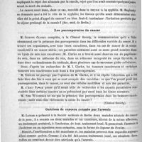 0282 - Page 282 - Revue de la presse étrangère. Médecine. Syphilis et cancer du larynx (Soc. de méd. de Berlin) / Les psorospermies du cancer (Clinical Society) / Guérison de cancers cutanés par l'arsenic / Guérison spontanée du cancer