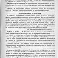 0283 - Page 283 - Revue de la presse étrangère. Médecine. Guérison spontanée du cancer / Applications froides et leucocytes (Soc. Império-Royale des médecins de Vienne) / Néphrite du choléra (Centralbl. f. klin. Med., n° 45) / Tétanos et diphtérie ; traitement du tétanos par les injections de sérum d'animaux rendus réfractaires