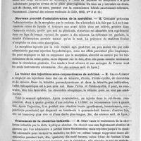 0455 - Page 455 - Revue de la presse française (Province). Nouveau procédé pour l'ablation des cancers de l'amygdale par les voies artificielles (Journal des sciences médicales de Lille, 1893, nos 9 et 10) / Nouveau procédé d'administration de la morphine (Soc. des sciences méd. de Lyon) / La valeur des injections sous-conjonctivales de sublimé (Soc. des sciences méd. le Lyon) / Traitement de la cholérine infantile (Soc. de méd. de Nancy) / Parasite du favus du chien (Soc. d'anat. et de physiol. de Bordeaux)