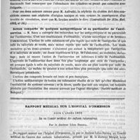 0473 - Page 473 - Revue de la presse étrangère. Médecine. Néphrite du choléra (Centralblath für Klin. Med. 1892, n° 50) / Action comparée de quelques antipyrétiques et en particulier de l'antinervine (Société médicale de Budapest) / Rapport médical sur l'Hôpital d'Ormesson pour l'année 1892. Lu au Comité médical des enfants tuberculeux, par le Docteur Léon Derecq