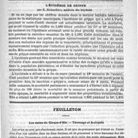 0737 - Page 737 - Sommaire / L'épidémie de grippe, par H. Richardière... / Feuilleton. Les nains du cirque-d'été. - Tatouage et Autopsie
