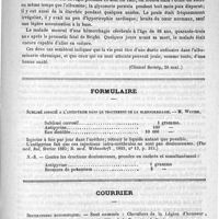 0819 - Page 819 - Revue de la presse étrangère. Médecine. Deux cas d'albuminurie chronique de longue durée (Clinical Society, 26 mai) / Formulaire. Sublimé associé à l'antipyrine dans le traitement de la blennorrhagie. - M. Watier / Courrier. Distinctions honorifiques / Faculté de médecine / Concours de prosectorat