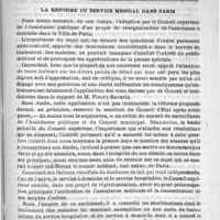 0845 - Page 845 - Sommaire / La réforme du service médical dans Paris