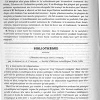 0854 - Page 854 - Revue de thérapeutique. Le traitement de la pneumonie par la digitale à hautes doses. - Les bains électriques dans la morphée / Bibliothèque. L'hygiène nouvelle dans la famille, par le Docteur A.-A. Cancalon. - Société d'éditions scientifiques, Paris, 1893