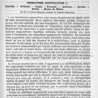 0869 - Page 869 - Sommaire / Dermatoses suppuratives. Impétigo. - Ecthyma. - Rupia. - Furoncle. - Anthrax. - Sycosis. - Kérion. - Bouton de Biskra, par M. le Docteur Tenesson...