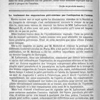 0874 - Page 874 - Dermatoses suppuratives. Impétigo. - Ecthyma. - Rupia. - Furoncle. - Anthrax. - Sycosis. - Kérion. - Bouton de Biskra, par M. le Docteur Tenesson... (La fin au prochain numéro) / Le traitement des suppurations péri-utérines par l'extirpation de l'utérus