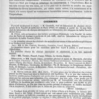 0028 - Page 24 - Académies et sociétés savantes. Société médicale des hôpitaux. Séance du 30 juin 1893 / Courrier. Faculté de médecine de Paris / Nécrologie [Daudé (Jules) / Pitoux, des Vireux-Vallerand (Ardennes) / Ruhlmann (Anselme) / Bierch, de Lembach / Broaillier, de Saint-Laurent-de-Mure / Charles, de Hérisson / Christophe, de Charlieu / Th.-H. Hermann, de Strasbourg / Kalten-bach, de Dornach / Larrivé, de Heyrieux / Nivet, de Clermont-Ferrand / Pleindoux]
