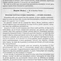 0045 - Page 41 - Des syphilides secondaires malignes. Leçon recueillie par le Docteur P. Portalier (Suite) / Hôpital Necker. - M. le Docteur Rendu. Hémiplégie hystérique d'origine traumatique. - Atrophie musculaire