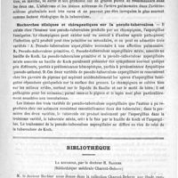 0073 - Page 69 - Revue de la presse française. Les maladies de l'aorte et du système artériel dans leurs rapports avec la tuberculose pulmonaire, par M. H. Kortz / Recherches cliniques et thérapeutiques sur la pseudo-tuberculose / Bibliothèque. La rougeole, par le Docteur H. Barbier...