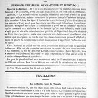 0077 - Page 73 - Sommaire / Hygiène. Exercices physiques, gymnastique et sport (fin) / Feuilleton. La médecine hors du temple