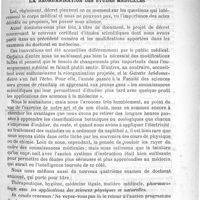 0113 - Page 109 - Sommaire / La réorganisation des études médicales
