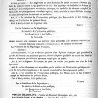 0148 - Page 144 - Courrier. Traitement des Professeurs des Facultés de médecine en Ecosse / Décret relatif à la conversion des inscriptions d'officier de santé en inscriptions de doctorat / Décret relatif aux dispenses qui peuvent être accordées aux médecins pourvus d'un diplôme étranger aspirant au titre français de Docteur en médecine