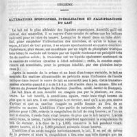 0149 - Page 145 - Sommaire / Hygiène. Altérations spontanées, stérilisation et falsifications du lait