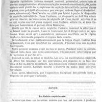 0259 - Page 255 - Hôpital Trousseau. - M. le Docteur Richardière. Urémie à forme délirante chez un enfant / Revue. Le diabète expérimental