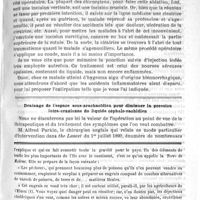 0273 - Page 269 - Hôpital de la Charité. Service de clinique chirurgicale de M. le Professeur Duplay. Hygroma prérotulien suraigu d'origine blennorrhagique / Drainage de l'espace sous-arachnoïdien pour diminuer la pression intra-cranienne du liquide céphalo-rachidien / Feuilleton. A propos du choléra de Molène