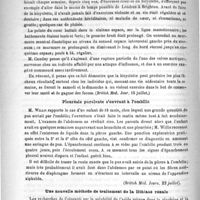0324 - Page 320 - Revue de la presse étrangère. Maladie de coeur due à la bicyclette (British Med. Jour. 15 juillet) / Pleurésie purulente s'ouvrant à l'ombilic (British Méd. Journ. 22 juillet) / Une nouvelle méthode de traitement de la lithiase rénale (Soc. des médecins allemands de Prague)