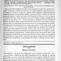 0341 - Page 337 - Sommaire / De la conduite à tenir dans les lésions opératoires (plaies, résection) de la portion extra-péritonéale de la vessie, herniée seule ou avec l'intestin. - En particulier de ce que l'on doit faire lorsque la lésion méconnue pendant l'opération, est reconnue immédiatement après l'intervention. - Quelques mots au sujet des hernies intra-sacculaires. Par A. Demoulin... / Feuilleton. Hygiène municipale