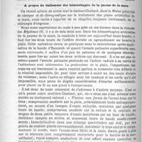 0356 - Page 352 - Les médecins et les compagnies d'assurances sur la vie (A suivre) [Jules Rochard] / A propos du traitement des hémorrhagies de la paume de la main