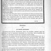 0425 - Page 421 - Sommaire / Hygiène. Le travail intellectuel