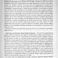 0503 - Page 499 - Revue de la presse étrangère. Chirurgie. Anus contre nature du caecum siégeant à l'ombilic. Résection du caecum. Guérison (Annales de la Société belge de chirurgie, 15 juin 1893) / Sarcome de l'appendice ileo caecal. Excision du caecum. Guérison / Abcès aigu de l'intestin. Laparotomie. Guérison