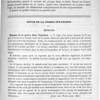 0527 - Page 523 - Le traitement de la variole par les bains et les pansements de sublimé à l'hôpital d'Aubervilliers, par le Docteur H. Richardière... / Revue de la presse étrangère. Médecine. Spasme de la glotte dans l'hystérie (Deut. méd. Woch, août, 1893) / Absence de la sensation de fatigue chez un tabétiqne (Neurol centr., 1er juillet 1893)