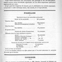 0591 - Page 587 - Revue de la presse française. Médecine. L'acide carbonique à haute pression doit-il être considéré comme un antiseptique puissant ? par MM. Sabrazes et Bazin / Formulaire. Solution de fer et de manganèse saccharifié / Salicilate de soude, en lavement dans le rhumatisme articulaire / Courrier. Jury de l'internat des hôpitaux de Paris