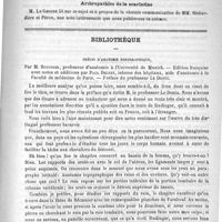0813 - Page 813 - Académies et sociétés savantes. Société médicale des hôpitaux. Séance du 8 décembre 1893 / Bibliothèque. Précis d'anatomie topographique, par M. Rudinger... - Edition française avec notes et additions par Paul Delbet...