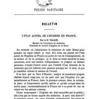 0004 - Page 1 - Bulletin. L'état actuel de l'hygiène en France, par le Dr Vallin, ..