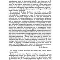 0093 - Page 90 - Revue des journaux. Nuovo apparecchio per raccogliere igienicamente gli escreati (Nouvel appareil pour recueillir les crachats de façon hygiénique), par le Dr L. Simonetta (L'ingegnere igienista, Torino, 15 Septembre 1901, p. 209). [F.-H. Renaut]. / The etiology of cancer (L'étiologie du cancer) (The Lancet, 18 mai 1901, p. 1413)