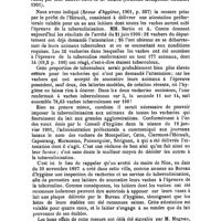 0189 - Page 186 - Revue des journaux. La tuberculinisation des vaches au Conseil municipal de Paris, proposition de M. Bussat (Bulletin municipal du 3 décembre 1901, p. 3, 957). - L'attestation préfectorale aux vacheries de Montpellier et de l'Hérault, par MM. Bertin-Sans et A. Comte (Nouveau Montpellier médical, 1901)