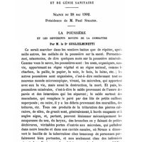 0529 - Page 526 - Société de médecine publique et de génie sanitaire. Séance du 28 mai 1902. La poussière et les différents moyens de la combattre. Par M. le Dr Guglielminetti