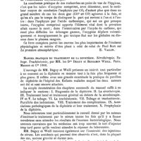 0573 - Page 571 - Bibliographie. La respirazione delle gallerie e l'azione dell'ossido di carbonio. (La respiration des tunnels et l'action de l'oxyde de carbone), par le professeur Angelo Mosso. - Milan-Trèves frères, 1901, ... / Manuel pratique du traitement de la diphtérie. Sérothérapie. Tubage. Trachéotomie, par MM. les Drs Deguy et Benjamin Weill. Paris, Masson et Cie 1902