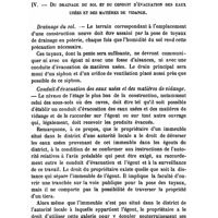 0898 - Page 893 - Mémoires. Salubrité de l'habitation anglaise. Prescriptions législatives et réglementaires concernant l'évacuation des matières usées. Par M. Henri Garnier... III. - Des tuyaux de descente des eaux pluviales et ménagères et des chutes des cabinets d'aisances. / IV. - Du drainage du sol et du conduit d'évacuation des eaux usées et des matières de vidange
