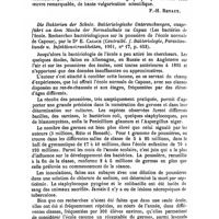 0935 - Page 930 - Revue des journaux. II. - De la recherche de l'hématozoaire du paludisme dans le sang et de sa coloration, par le même (Le Caducée, 19 juillet 1902, p. 181). [F.-H. Renaut]. / Die Bakterien der Schule, Bakteriologische Untersuchungen, ausgeführt an dem Staube der Normalschule zu Capua (Les bactéries de l'école. Recherches bactériologiques sur la poussière de l'école normale de Capoue), par le Dr E. Cacace (Centralbl. f. Bakteriologie, Parasitenkunde u. Infektionskrankheiten, 1901, n° 17, p. 653)