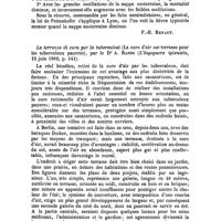 0938 - Page 933 - Revue des journaux. Des rapports de la fièvre typhoïde à Lyon avec les oscillations de la nappe souterraine, par le Dr E. Clément (Lyon Médical, 13 et 20 avril 1902, p. 553 et 594). [F.-H. Renaut]. / La terrazza di cura per la tuberculosi (La cure d'air sur terrasse pour les tuberculeux pauvres), par le Dr A. Randi (L'Ingegnere igienista, 15 juin 1902, p. 141)