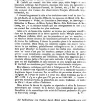 1037 - Page 1032 - Revue des journaux. The Milroy lectures on the etiology and prevention of typhoid fever, par le prof. W. H. Corfield (The Lancet, 1902, p. 793 à 1231). [E. V.]. / Die Verbreitung von Typhus durch Milch nebst Bemerkungen über die Abwehr von Infections krankheit (Propagation de la fièvre typhoïde par le lait avec quelques considérations sur la prophylaxie des maladies infectieuses), par le Dr L. Ascher (Viertelsjahrsschrift für gerichtliche Medicin und öffentliches Sanitätswesen, juillet 1902, p. 132)