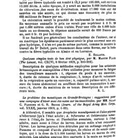 1036 - Page 1034 - Revue des journaux. Advance in chlorination and its effect in typhoÏd fever (Progrès de a chloration et son effet sur la fièvre typhoïde), par M. John Rienle (Eng. News Rec., 19 juin 1919, p. 1194). [E. Rolants.]. / Quelques simples tests de bon état physique, par M. Martin Flack (The Lancet, vol. CXCVI, 8 février 1919, p. 210-212). [R. L.]. / Le problème des moustiques en Grande-Bretagne : suggestions pour une campagne d'hiver avec des notes sur les insecticides, par MM. Allan C. Parsons et G. R. Brook (Journ. of the Royal Army Med. Corps, vol. XXXII, janvier 1919, p. 1-23)