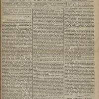 0015 - Page 5 - Sommaire / Sociétés savantes et hôpitaux. [Dr Victor Revillout] / Hôpital Sainte-Eugénie. M. Bergeron. Gangrène de l'oreille et paralysie généralisée consécutives à la rougeole. - Autopsie. (Observation recueillie par M. Bourdillat...)