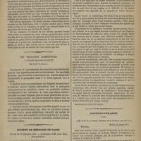 0105 - Page 93 - Compte rendu des travaux de la Société de chirurgie pendant l'année 1870 ; par M. Panas... (Lu à la Société de chirurgie, dans la séance du 17 janvier 1872) / Des paralysies consécutives à quelques maladies aigues ; par le Dr U. Bailly / Société de médecine de Paris. Séance du 15 décembre 1871 / Correspondance. [Dr Bernard]