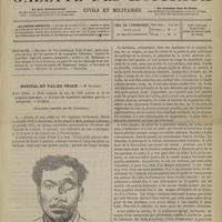 0445 - Page 433 - Sommaire / Hôpital du Val-de-Grâce. M. Spilmann. Éclat d'obus. - Perte complète du nez, de l'oeil gauche et de sa paupière inférieure. - Fracture du maxillaire supérieur gauche. - Autoplastie. - Prothèse. Observation recueillie par M. Dardignac