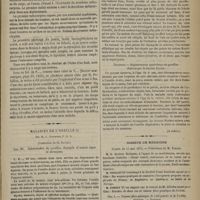 0863 - Page 851 - Hospice général de Rouen. M. Paul Ollivier. Luxation ancienne des trois derniers métacarpiens en arrière du carpe / Maladies de l'oreille ; par M. J. Toynbee... (Traduction de M. Darin). (A suivre) / Société de médecine. Séance du 17 mai 1872. M. Forget, travail de M. Gillette : Relation de deux cas de tumeur fibro-plastique de l'orbite