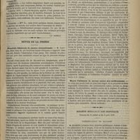 0807 - Page 797 - Obstétrique. Deux faits d'hémorrhagie interne grave pendant le travail et après l'accouchement ; par M. Bailly... Inertie utérine après l'accouchement. - Pertes externes et internes abondantes. - Rétention d'un caillot volumineux dans la matrice. - Infection putride grave. - Guérison. (A suivre) / Revue de la presse. Pleurésie bilatérale de nature rhumatismale. (Archives générales de médecine) / Du chloral et du chloralisme. (Journal de pharmacie et de chimie) / Moyen d'atténuer la saveur amère des médicaments. (Revue médicale) / Société médicale des hôpitaux. Séances du 25 juillet et du 8 août 1878. Présentation de malades